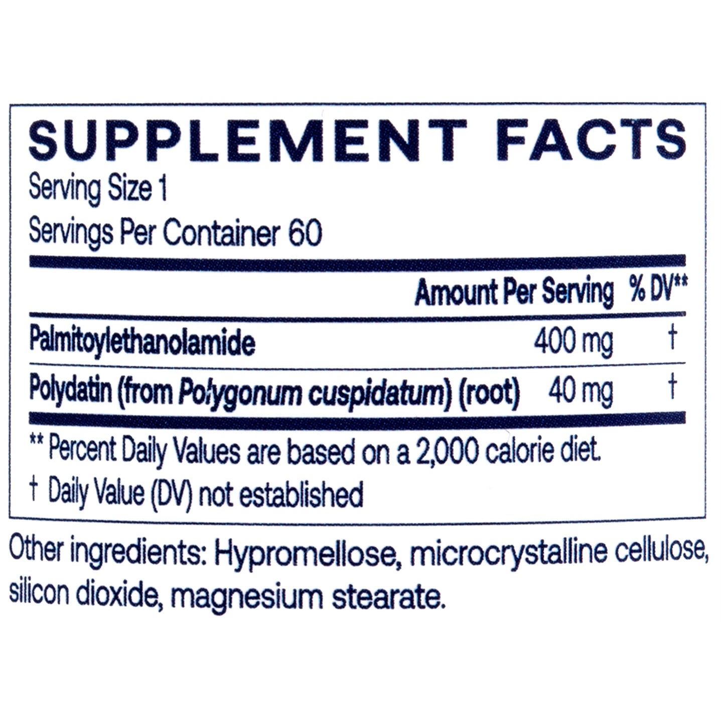 PEAlief® 60 Count / 2 Months Supply - (Clinically Tested Ingredient Combination of PEA + Polydatin)